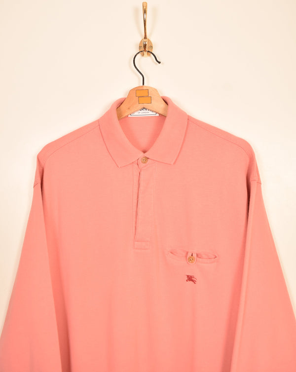 Burberry Vintage Long Sleeve Polo Shirt (M)